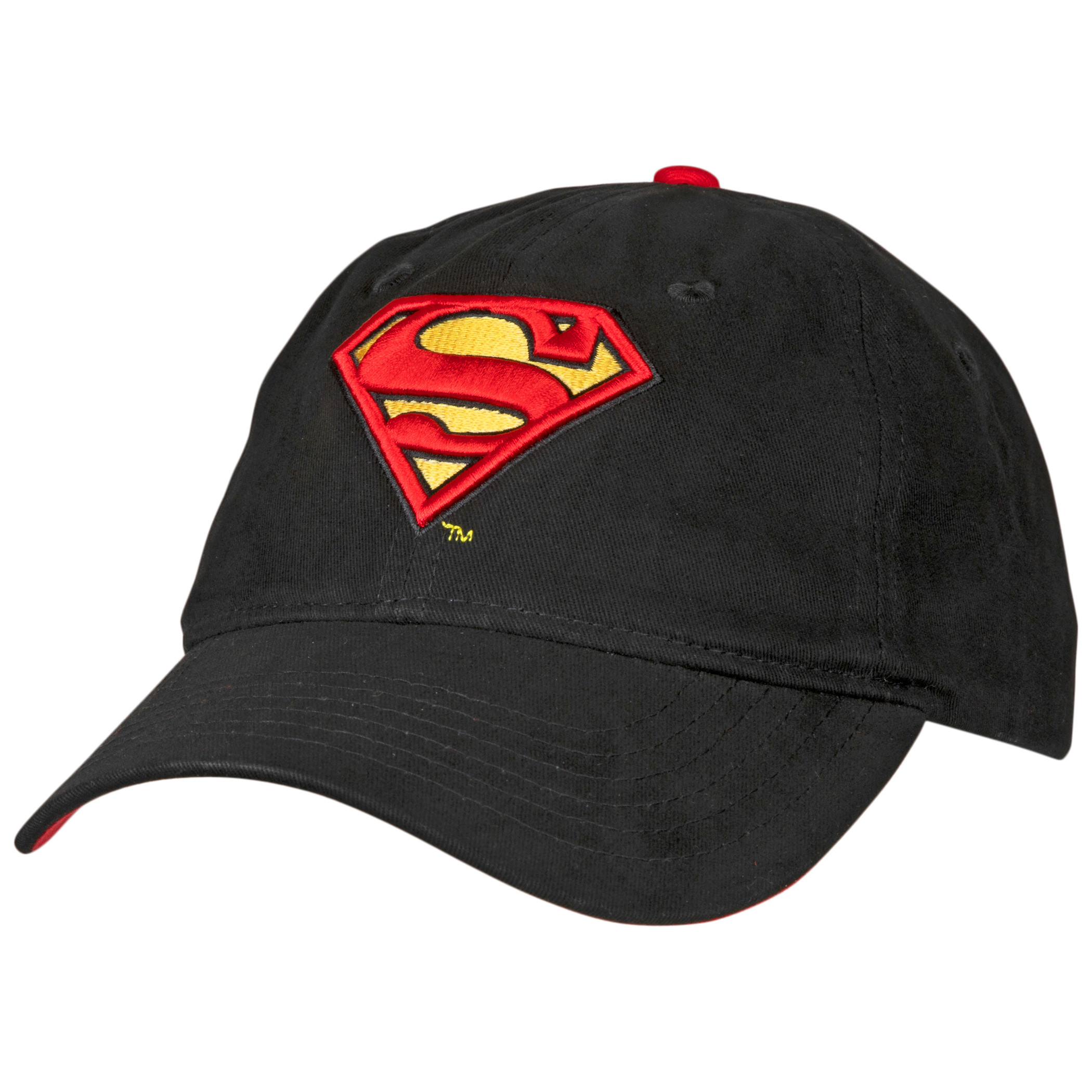 Superman Classic Symbol Black Curved Brim Adjustable Dad Hat